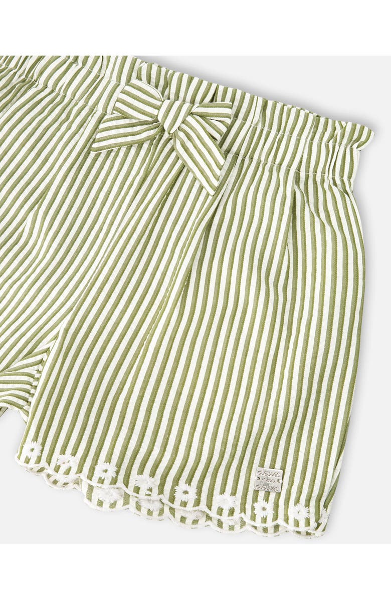 Deux par Deux Stripes with Embroidery Flared Shorts, Alternate, color, Green & Off White Stripes
