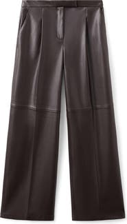MANGO Riga Faux Leather Wide Leg Pants