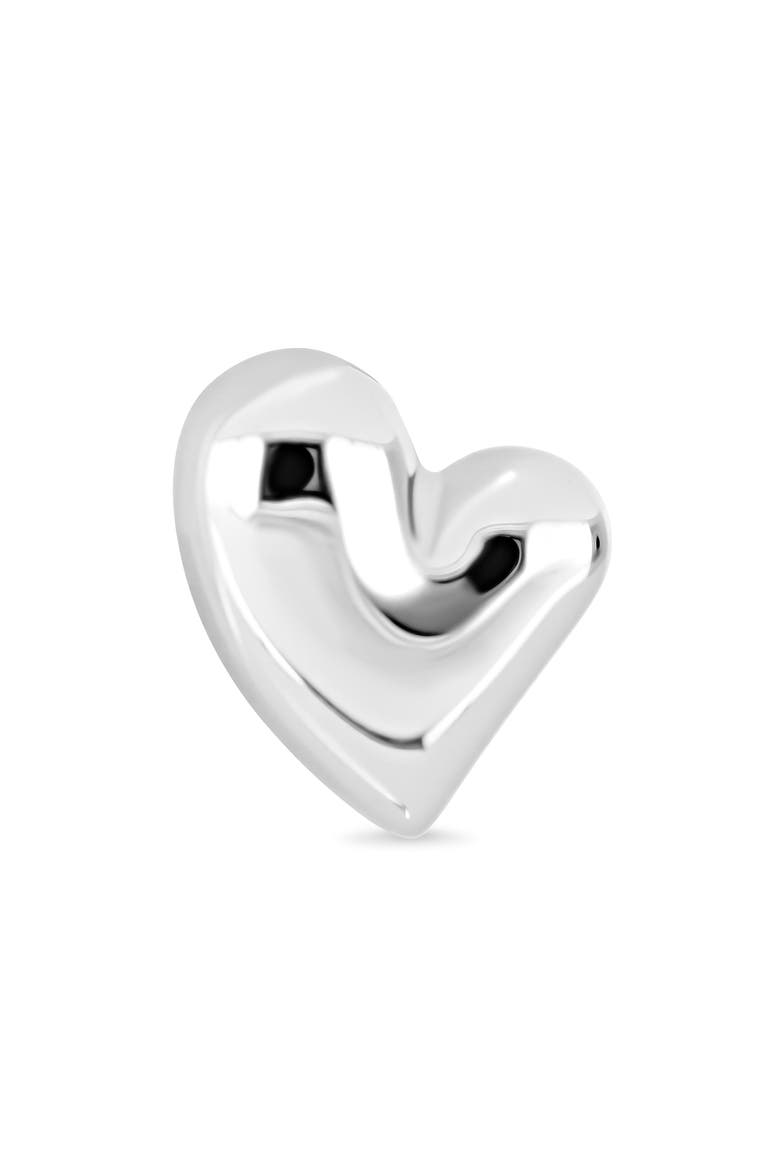 14k Gold Heart Stud Earrings, Alternate, color, 14KW