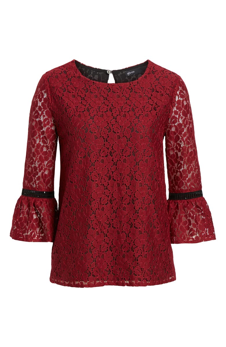 GIBSONLOOK Gibson x Glam Squad Erin Allover Lace Bell Sleeve Top, Alternate, color,