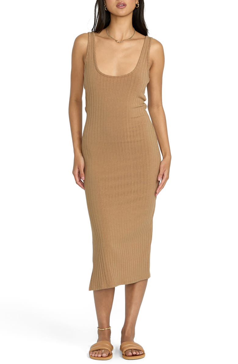 Billabong Take a Look Convertible Rib Midi Dress, Alternate, color, Rose Brown