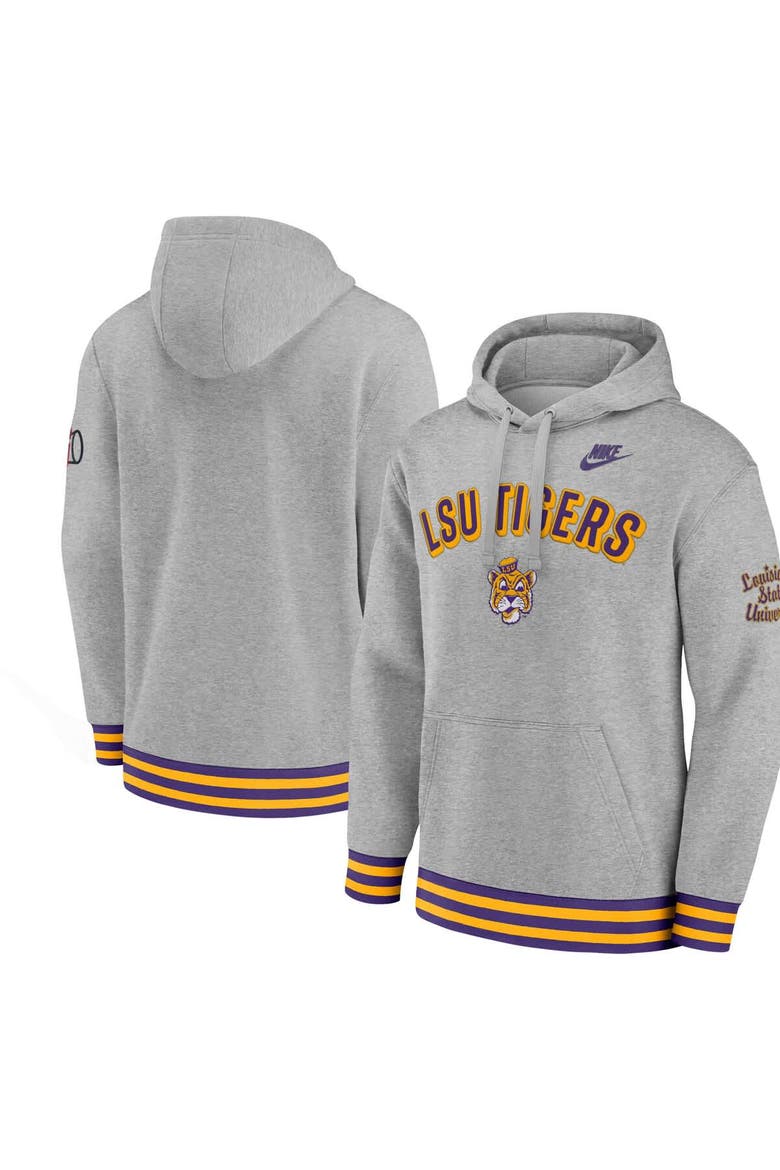 Men's Nike Heather Gray LSU Tigers Legacy Retro Pullover Hoodie, Main, color, Heather Gray
