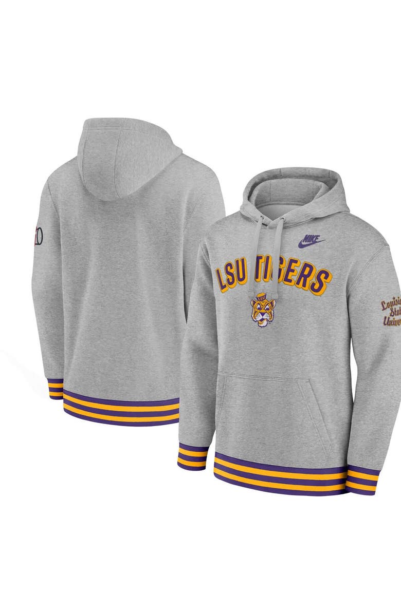Nike Men
s Nike Heather Gray LSU Tigers Legacy Retro Pullover Hoodie, Main, color, Heather Gray