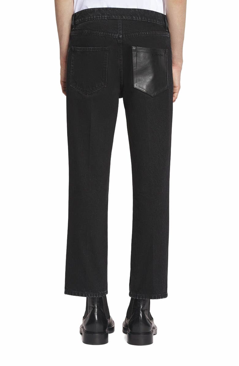 Lanvin STRAIGHT LEATHER PATCH PANTS IN DENIM, Alternate, color, 
