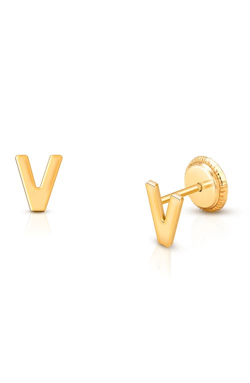 Tiny Blessings 14k Gold Initial Studs Screw Back Earrings In Gold