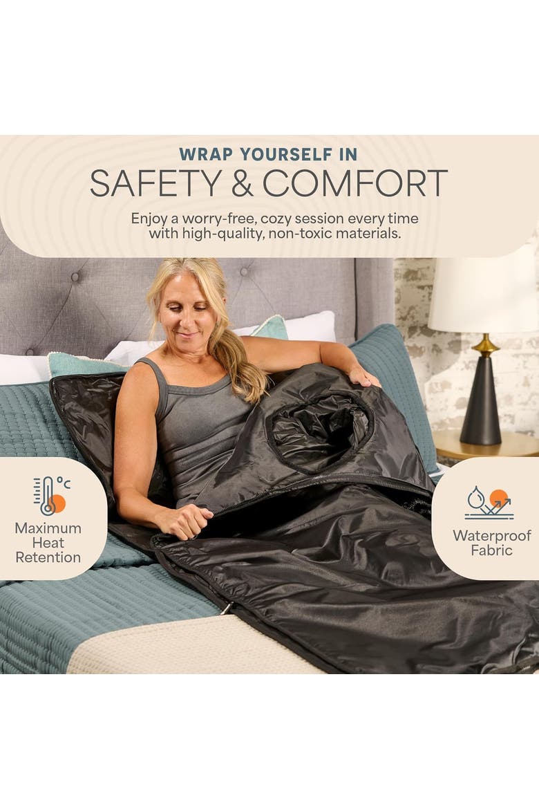 CozyWrap Dual-Zone Infrared Portable Sauna Blanket, Alternate, color, Black