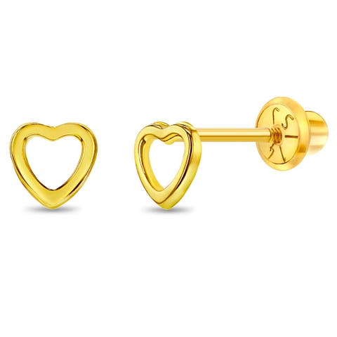 14k Petitel Open Heart Earrings