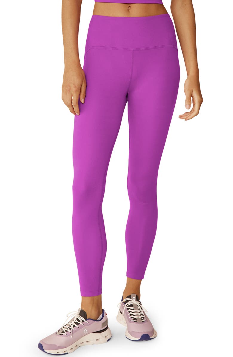 Beyond Yoga POWERBEYOND<sup>™</sup> Strive High Waisted Midi Leggings, Main, color, Violet Berry