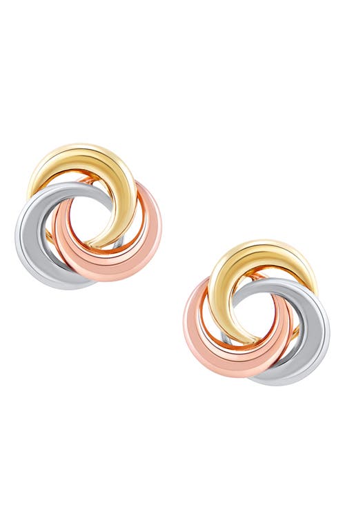 Frankie & Zoe Love Knot Button Stud Earrings In Tri-color
