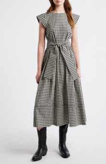 The Tulsa Gingham Belted Cotton Midi Dress