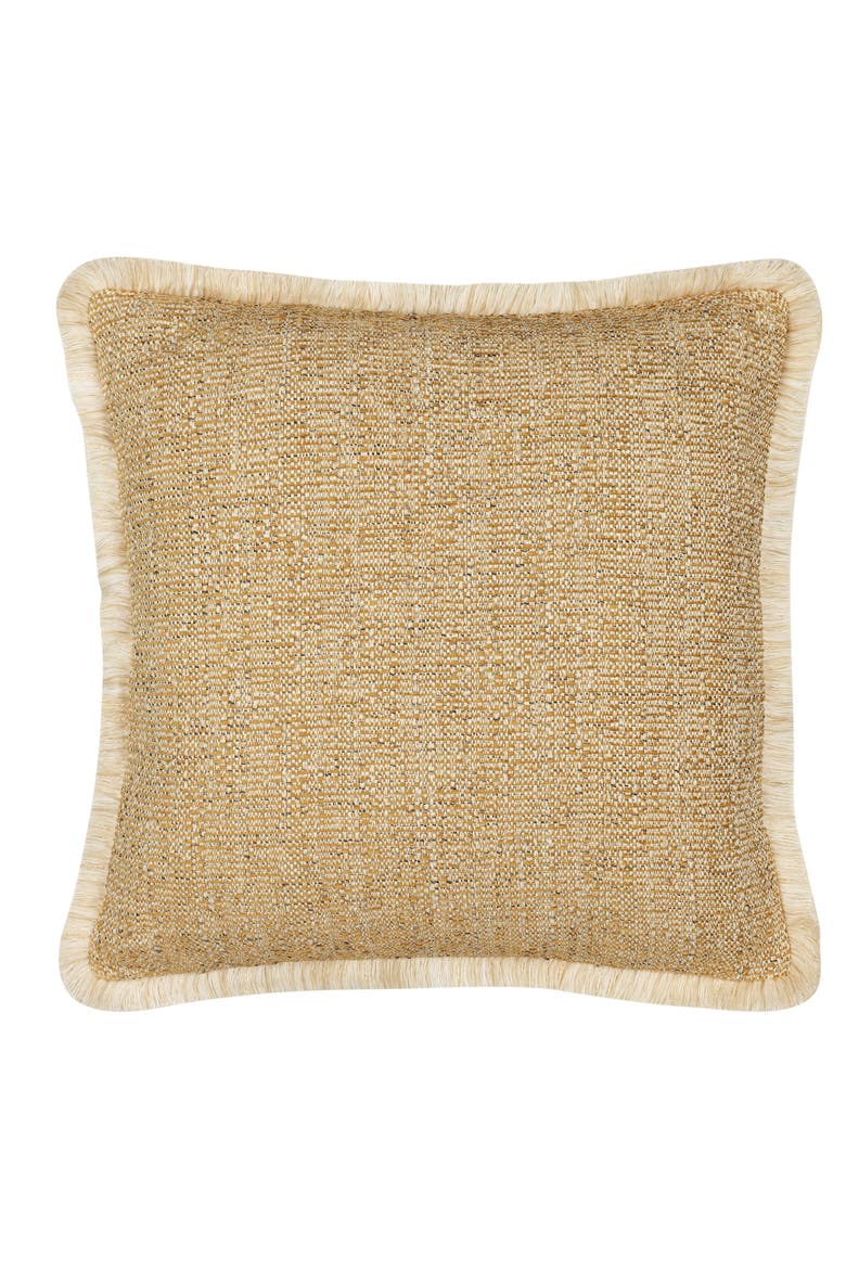 Golden Hour Textured Fringed Indoor & Outdoor Woven Accent Pillow, Main, color, Fringed