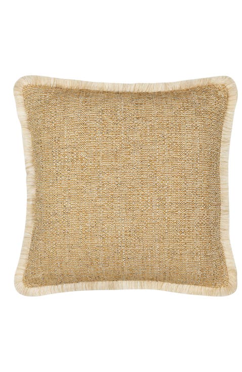 Golden Hour Textured Fringed Indoor 
Outdoor Woven Accent Pillow
