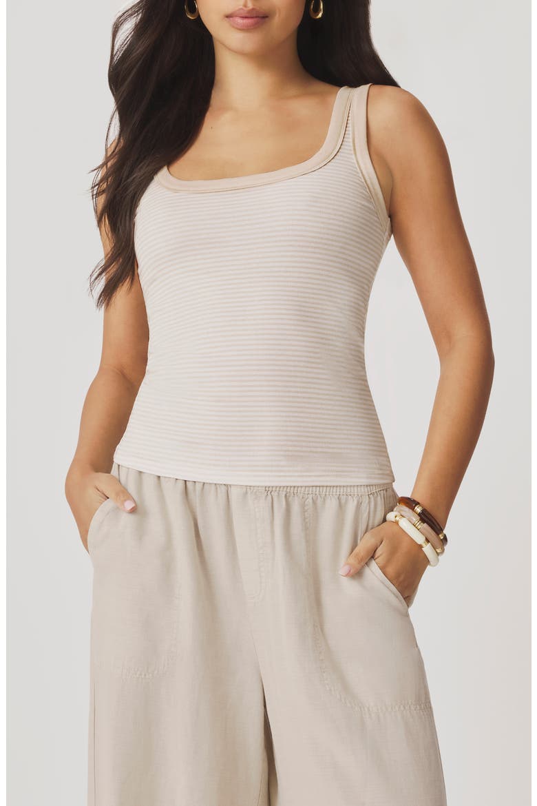 Josie Stripe Tank, Main, color, FAWN BEIGE/ WHITE