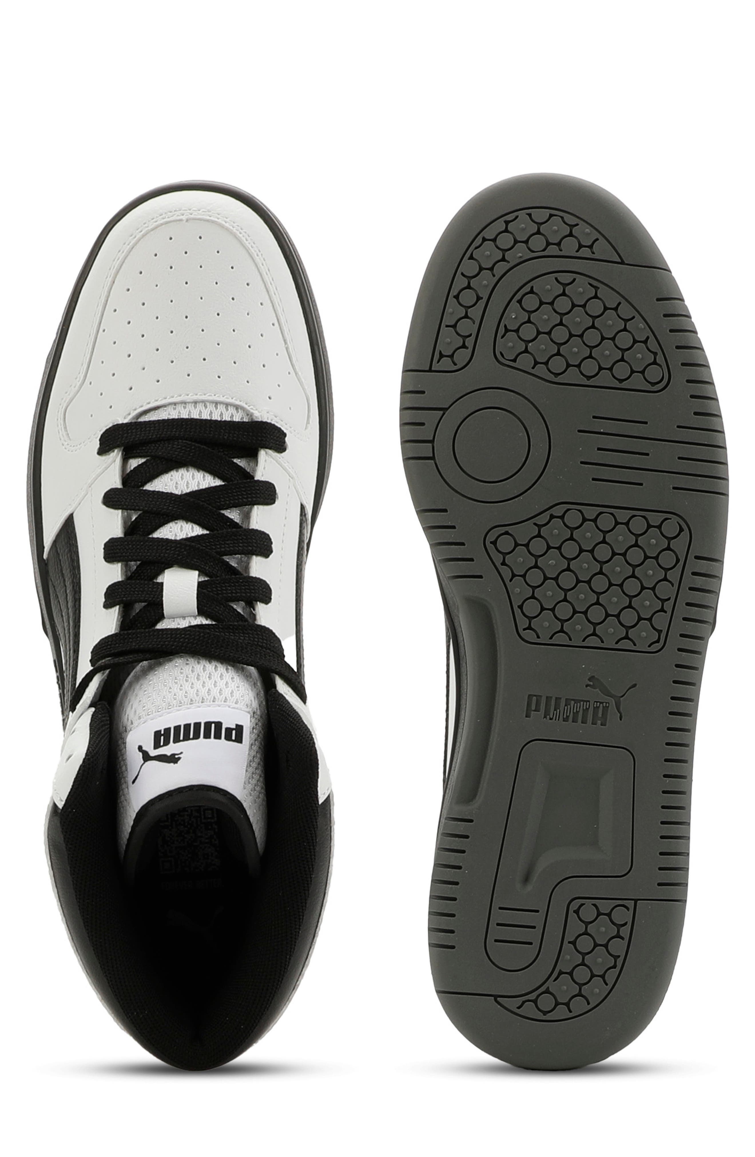 Rebound Layup Mesh High Top Sneaker, Alternate, color, PUMA WHITE/ PUMA BLACK/ GRAY