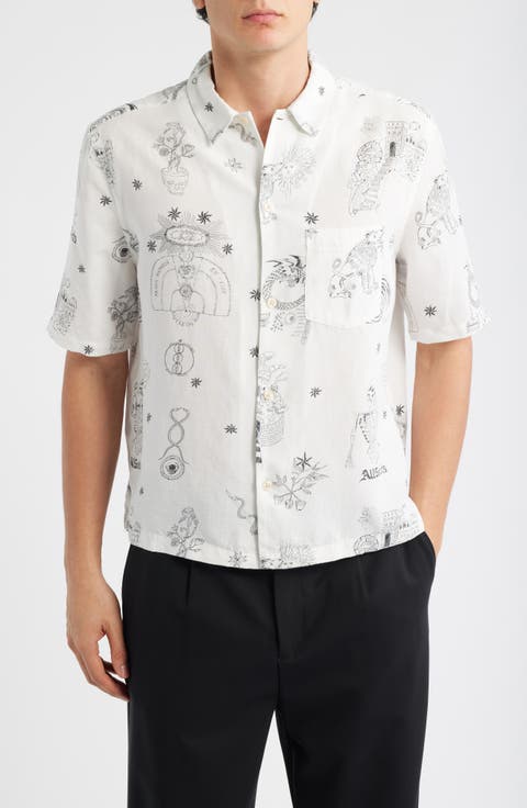 Terra Print Short Sleeve Button-Up Shirt