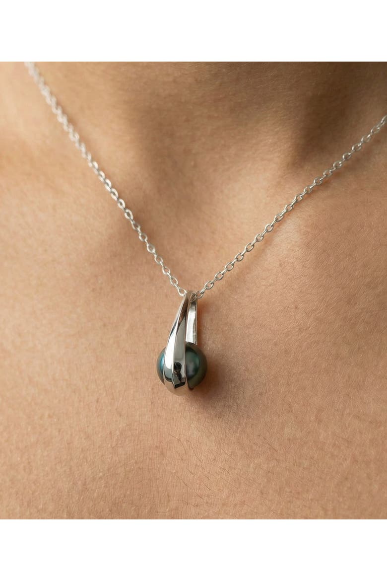 14K Gold Tahitian South Sea Pearl Regina Pendant, Alternate, color, White Gold