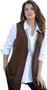 Roaman's Plus Size Drop Needle Vest Lightweight Sweater Knit