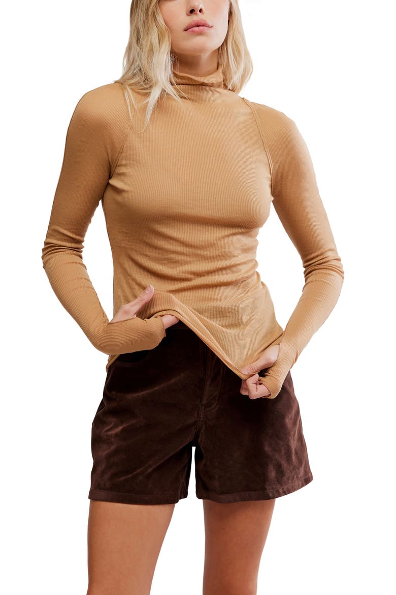 Close to Home Rib Turtleneck Top, Main, color, PRALINE