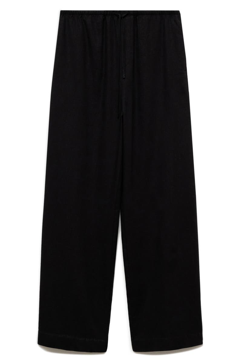 MANGO Linen Blend Straight Leg Drawstring Pants, Alternate, color,