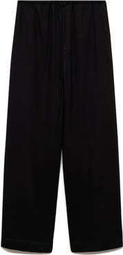 MANGO Linen Blend Straight Leg Drawstring Pants