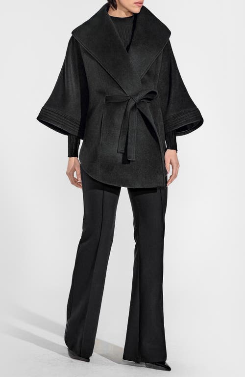 Sentaler Belted Shawl-collar Cape In Black