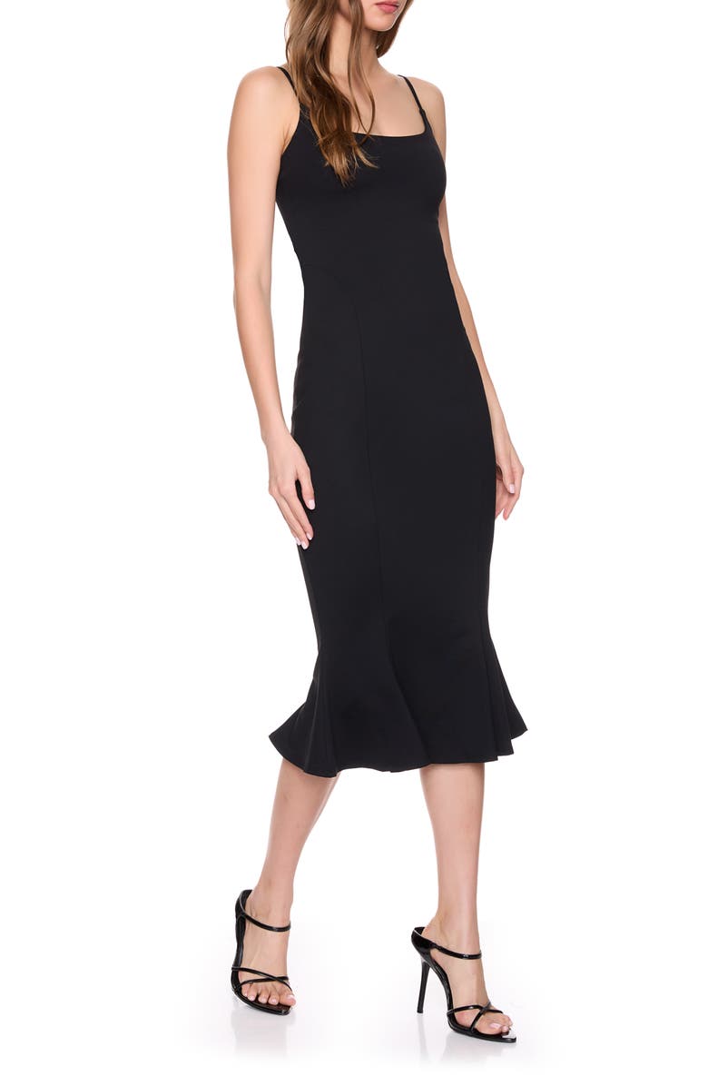 Susana Monaco Trumpet Midi Dress, Alternate, color, Black