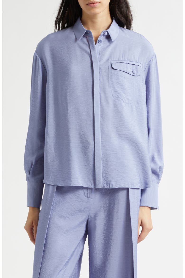 Techno Button-Up Shirt, Main, color, PURPLE