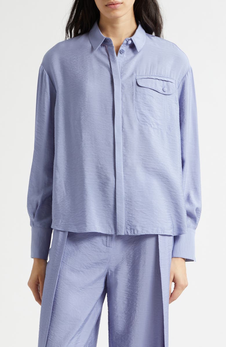 Emporio Armani Techno Button-Up Shirt, Main, color, Purple