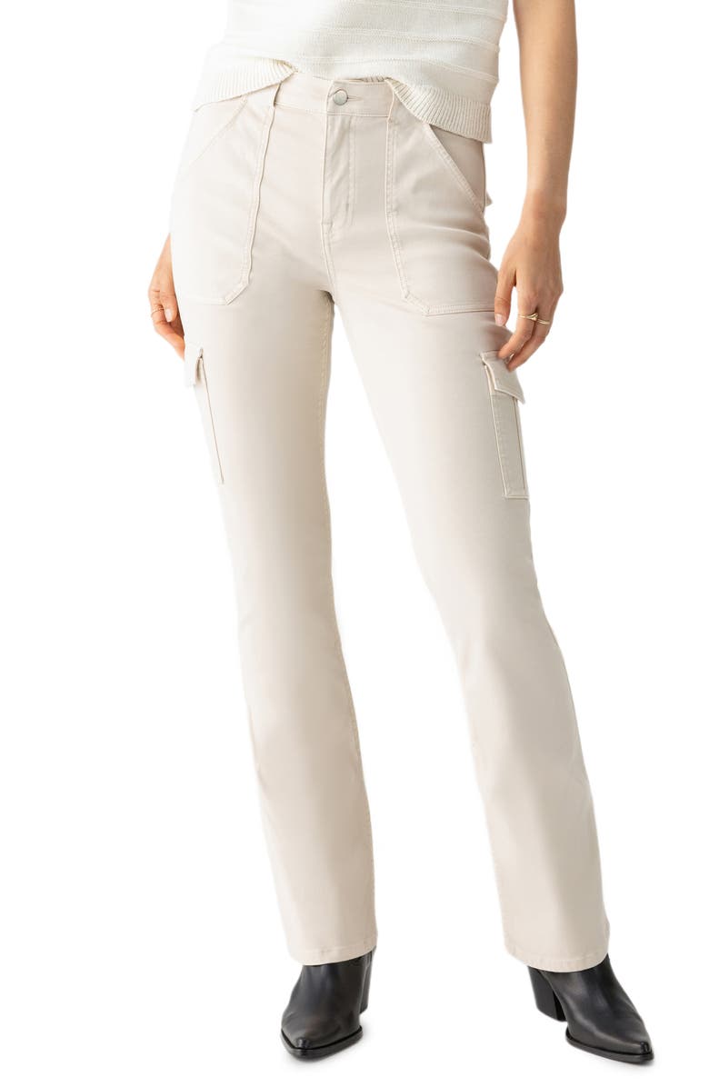 Sanctuary Hayden Sculpted Cotton Blend Bootcut Cargo Pants, Main, color, Toasted Almond