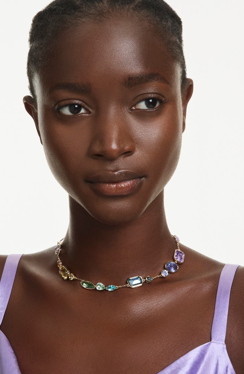 Swarovski Gema Crystal Collar Necklace, Alternate, color, Gold/ Multi