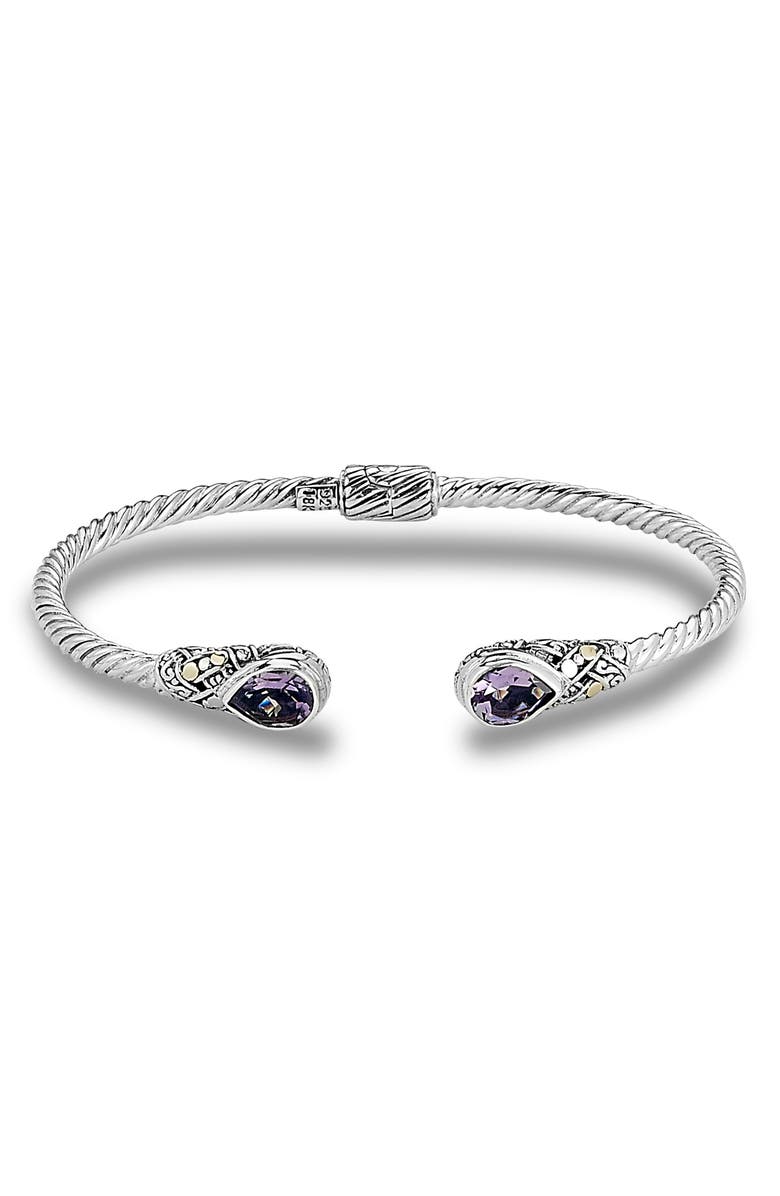 SAMUEL B. Sterling Silver & Amethyst Twist Cable Bracelet, Main, color, Purple