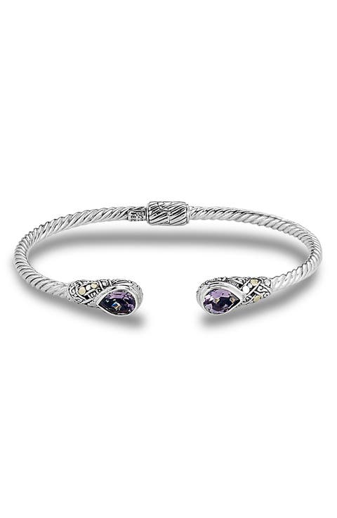 Sterling Silver & Amethyst Twist Cable Bracelet