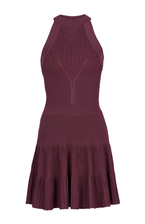 Balmain Sleeveless Flared Dress In Openwork Knit In Purple