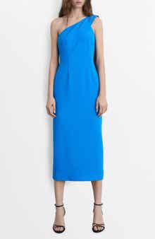 MANGO One-Shoulder Sheath Dress