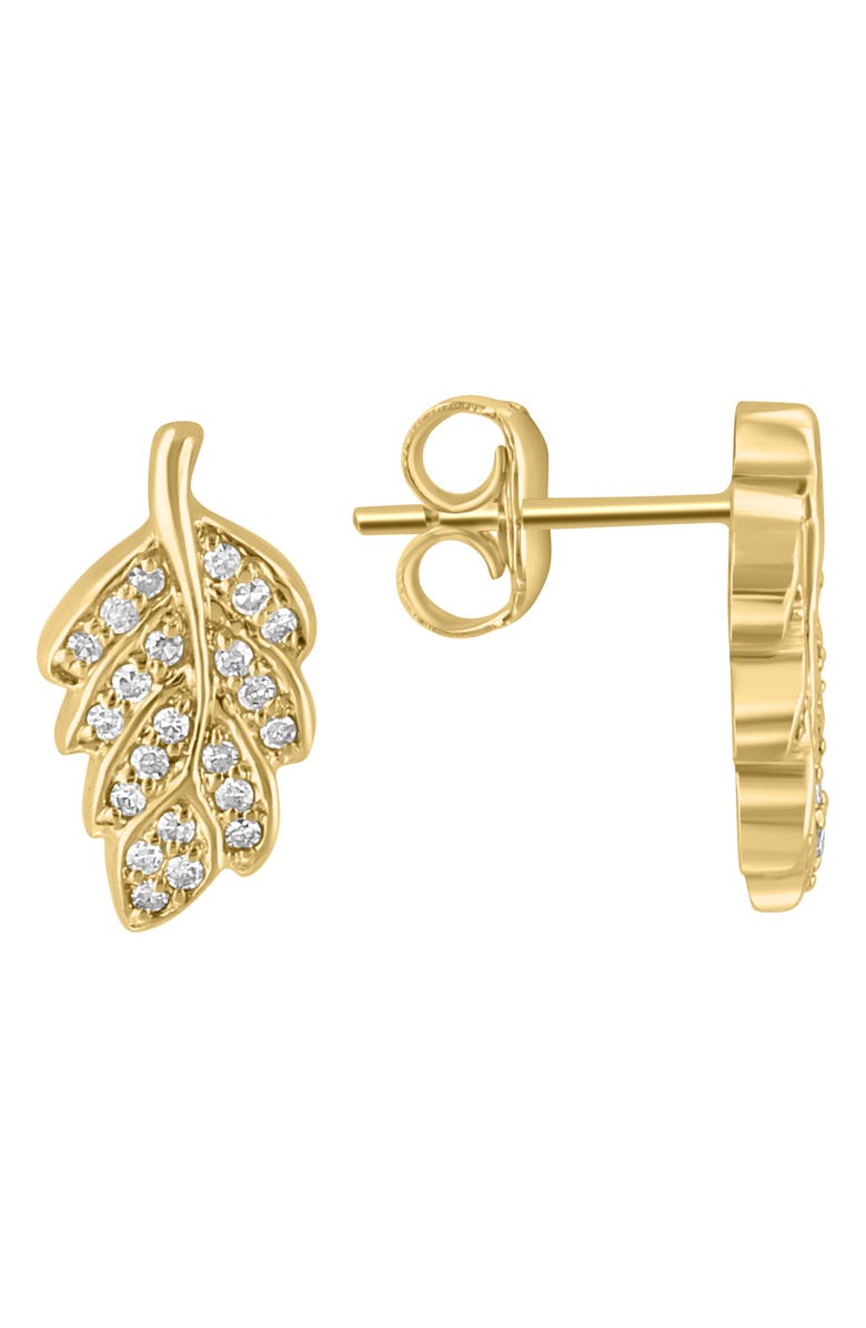 EFFY 14K Yellow Gold Diamond Leaf Stud Earrings - 0.17ct., Main, color,