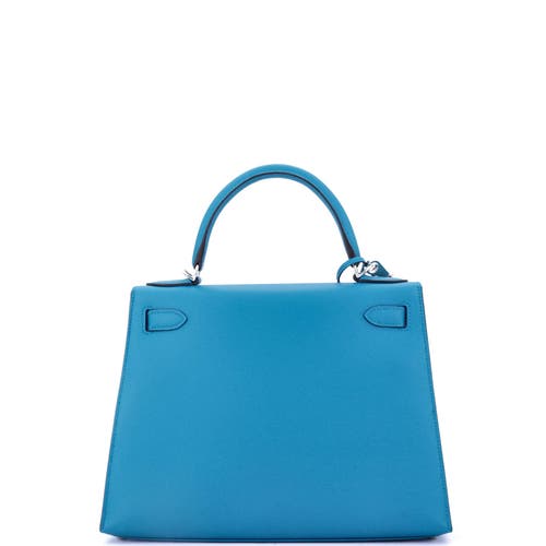 Pre-owned Hermes Hermes Kelly Handbag Blue Epsom With Palladium Hardware 28 In Blue
