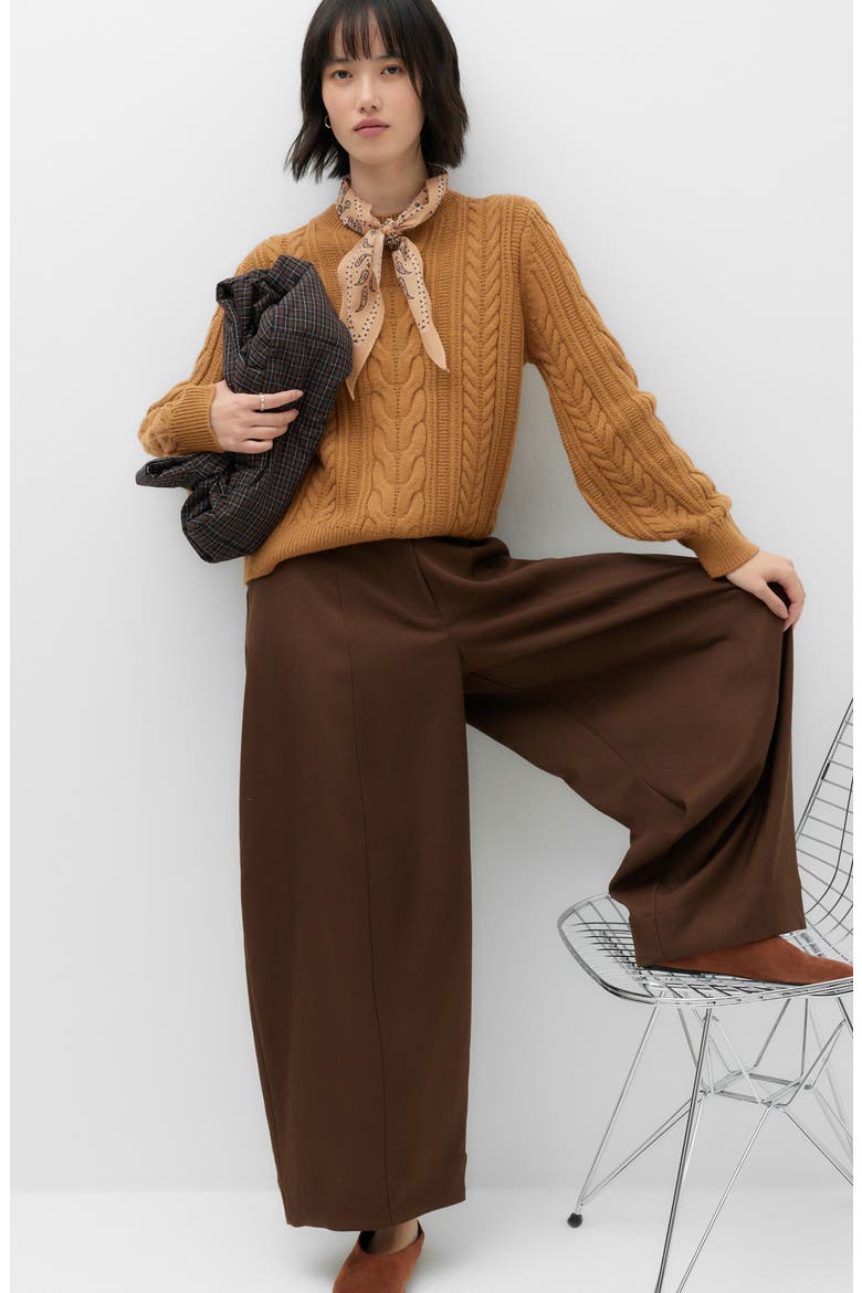 Cable Stitch Sweater, Alternate, color, CARAMEL BROWN