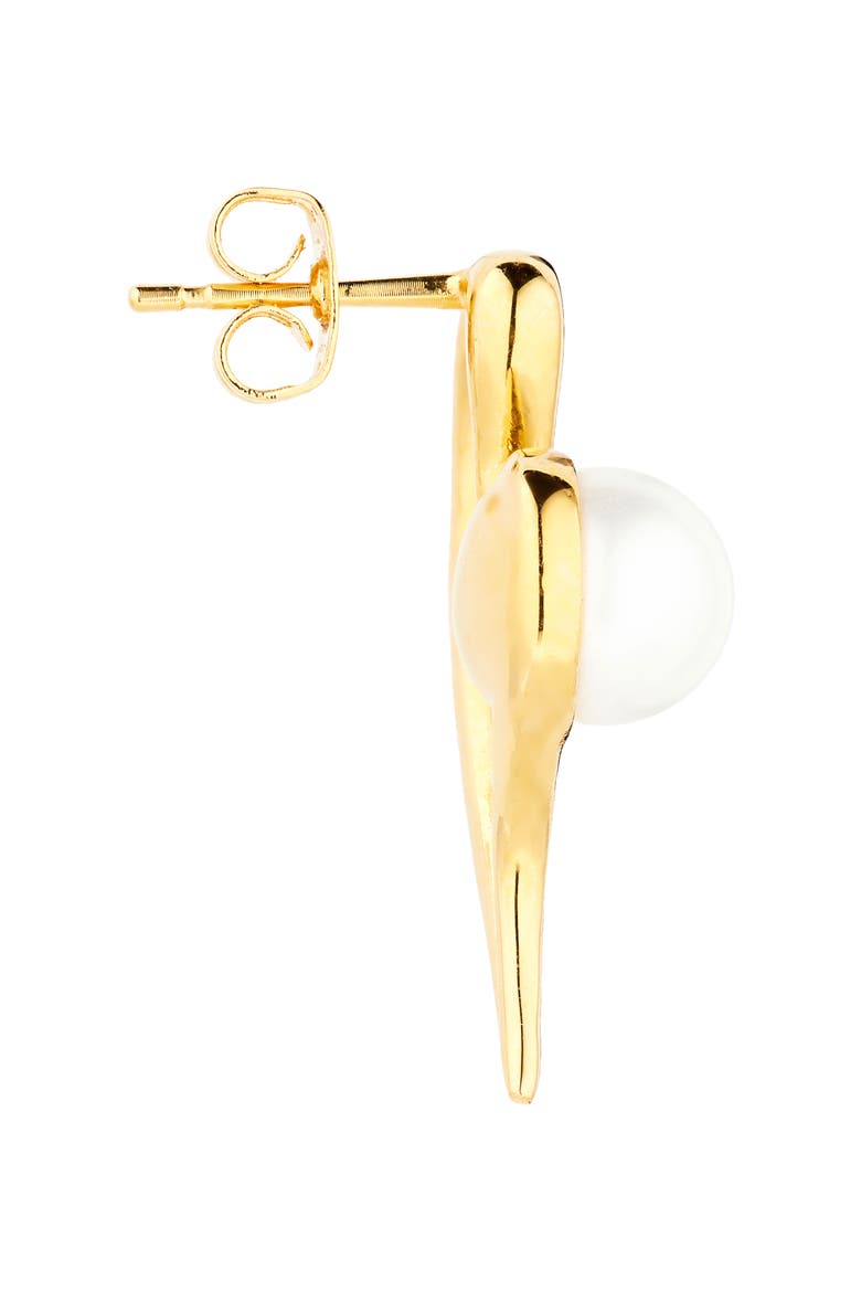 Small Heart Faux Pearl Earrings, Alternate, color, PEARL