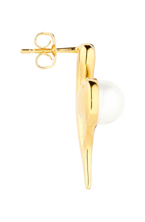 Oscar De La Renta Small Heart Faux Pearl Earrings In Pearl