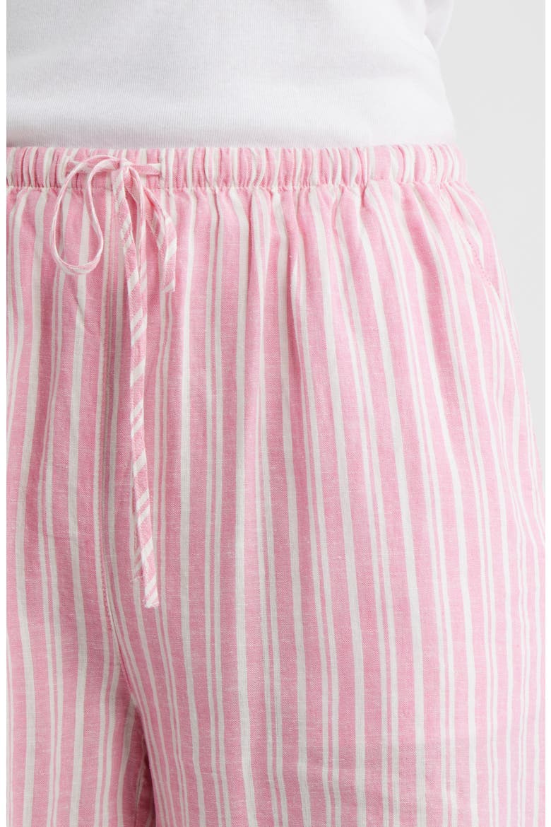 Easy Linen Blend Shorts, Alternate, color, PINK- IVORY GINGER STRIPE