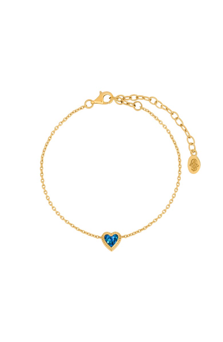 Karma and Luck Calming Vibrations Lab Blue Opal Heart Gold Bracelet, Main, color, Gold/Blue