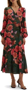 Favorite Daughter The Love Letter Floral Long Sleeve Wrap Midi Dress
