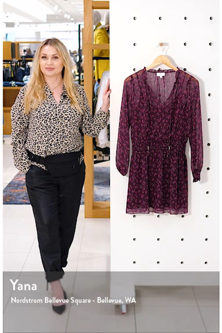 Long Sleeve Smocked Waist Chiffon Minidress video