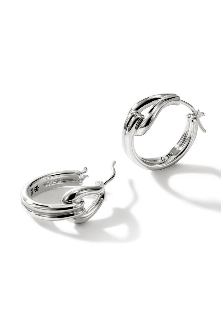 Surf Hoop Earrings, Sterling Silver, 18.5mm, Alternate, color, SILVER