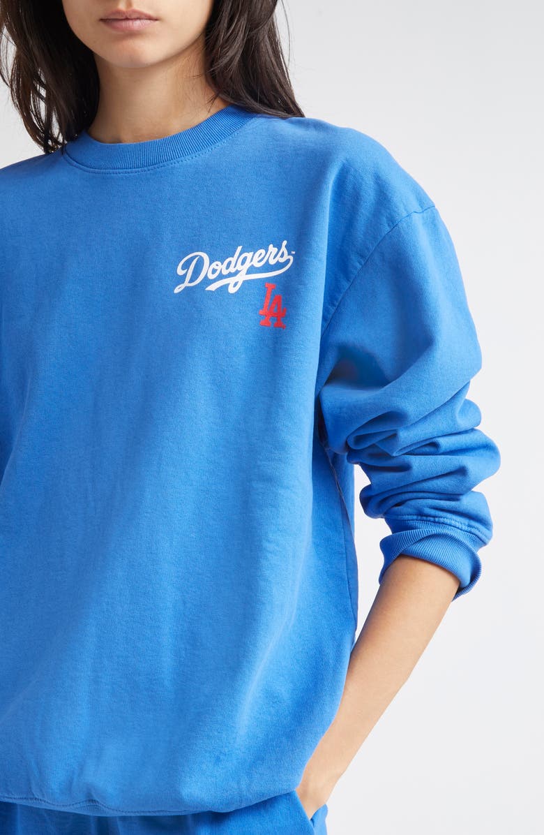 Sporty & Rich Dodgers Serif Crewneck Graphic Sweatshirt, Alternate, color, 