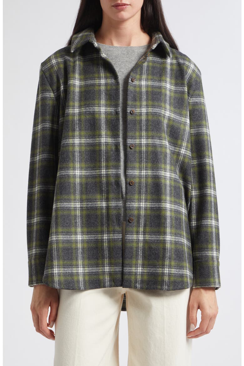 Clanlass Plaid Overshirt, Main, color, GREEN PLAID