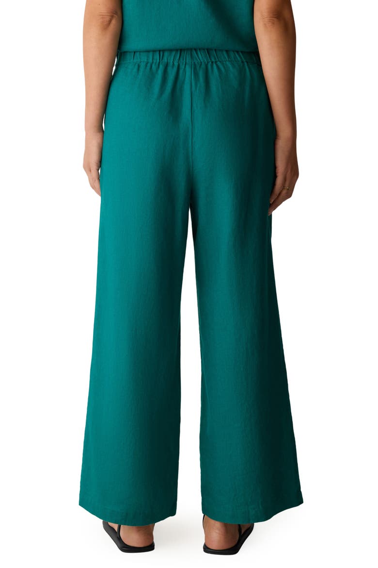 Linen Wide Leg Pants, Alternate, color, TEAL