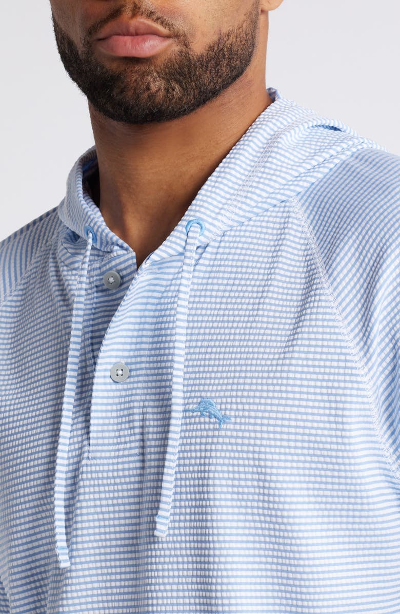 Tommy Bahama Starboard Stripe Seersucker Performance Hoodie, Alternate, color, Cabo Blue