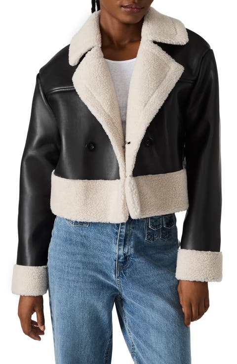 Athen Faux Shearling Trim Moto Jacket
