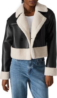 Steve Madden Athen Faux Shearling Trim Moto Jacket